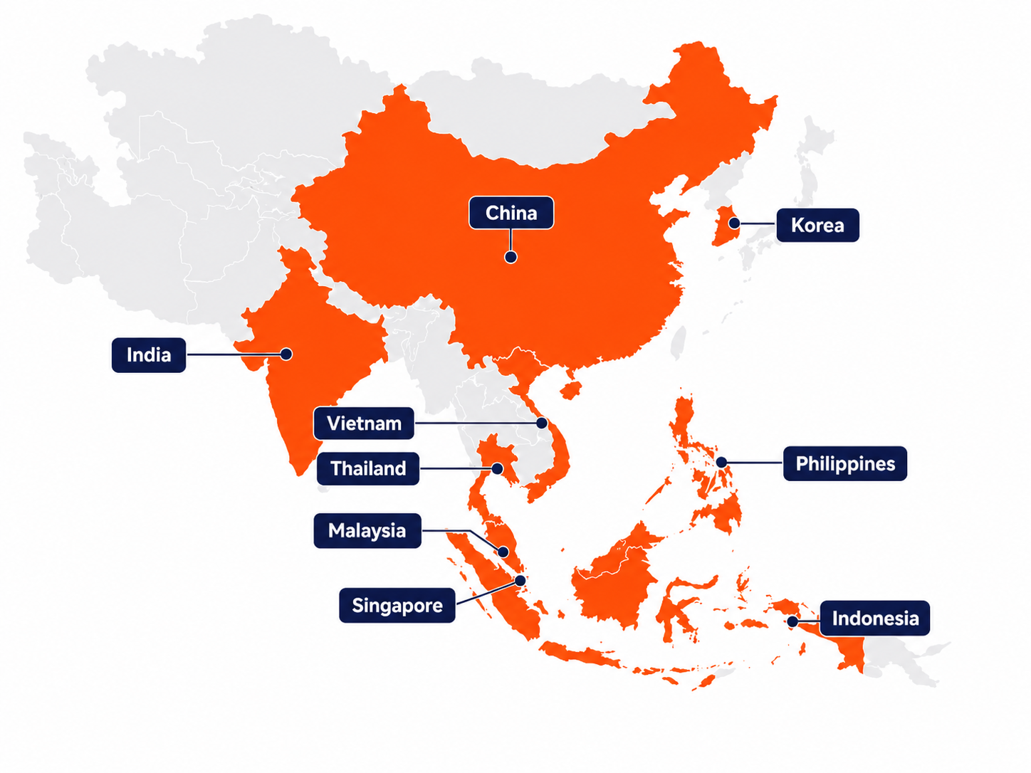 Map of YSG's regional presence across Asia
